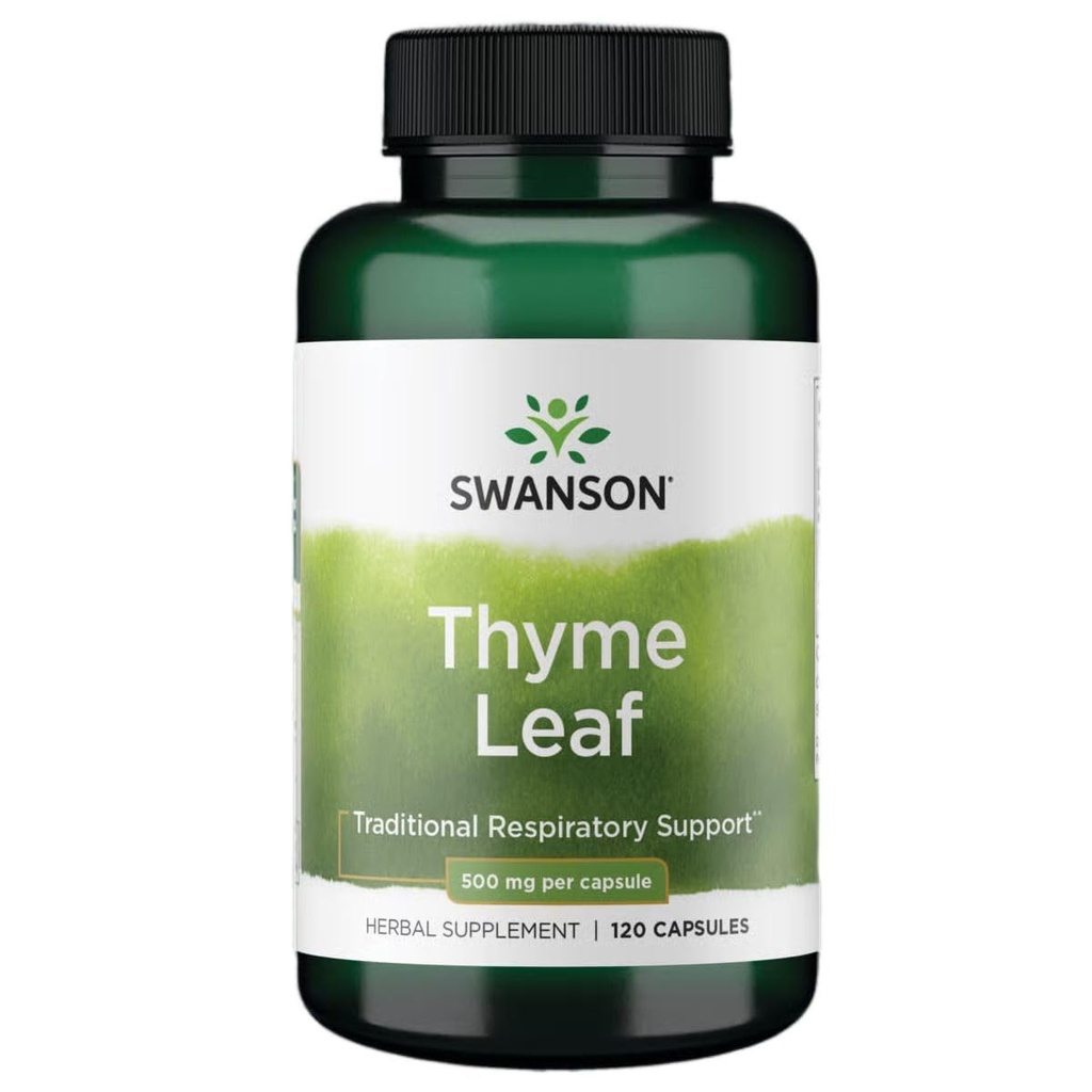 Swanson Thyme Leaf - Kräuter-Ergänzung zur Unterstützung von Atemsystem Gesundheit - Natürliche Formel hilft Verdauungssystem Gesundheit - (120 Kapseln, 500mg Jeder)