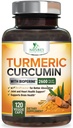 Kurkuma Ergänzung 2600mg - 95% Curcuminoide mit Organic Turmeric & BioPerine Black Pepper Extract für beste Absorption, Natural Vegan Joint Support, Non-GMO, Bottled in USA - 120 Kapseln