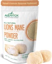 Alovitox Organic Lion's Mane Mushroom Powder | Superfood naturale per il cervello, l'energia e la salute immunitaria, fornisce supporto neurale, protezione GI, benefici cardiovascolari | Non-GMO, Vegan, senza glutine | 4 oz
