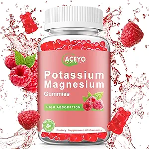 Potassium Magnésium Gommies pour les enfants adultes Haute absorption Crampes des jambes et de la santé musculaire Immune santé Framboise Magnésium Gommies Chewable Gummy Supplément végétalien non-OGM