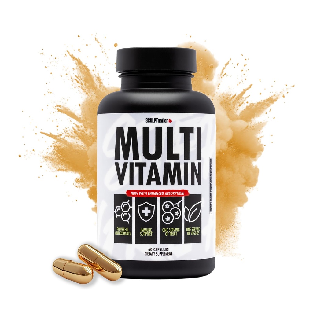 Sculpt Nation di V Shred Multivitamin - Multivitamin giornaliero per donne e uomini con zinco, vitamina C e rame, supporto nutrizionale con una dose di frutta e verdura - 60 capsule