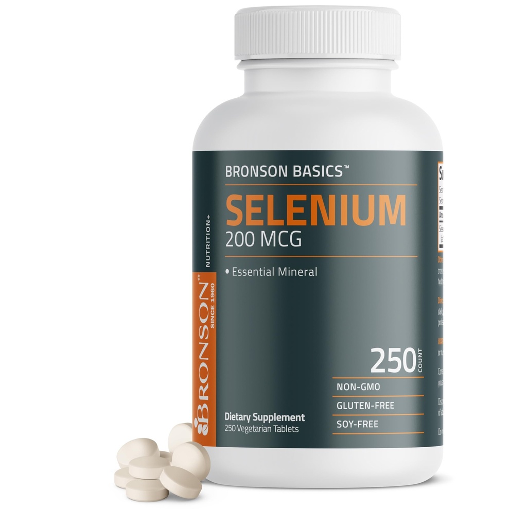 Bronson Selenium 200 mcg Immun- & Antioxidans Support Essential Mineral, 250 vegetarische Tabletten