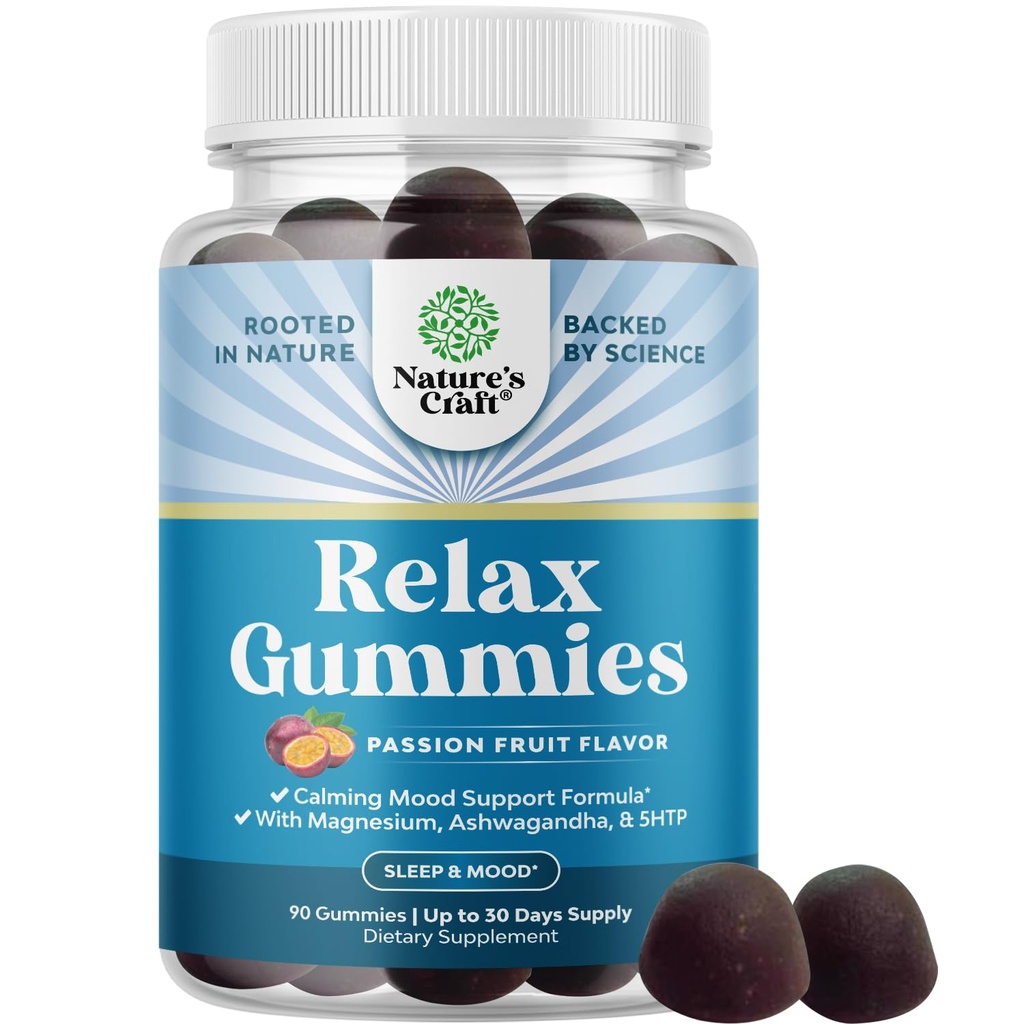 Pure Calm and Relaxing Magnesium Supplement - Magnesio per il supporto di stress e riposo per gli adulti - Alto assorbimento Mg Citrate Gummies con L Theanine & Ashwagandha per Crampe muscolari - 90 Conte