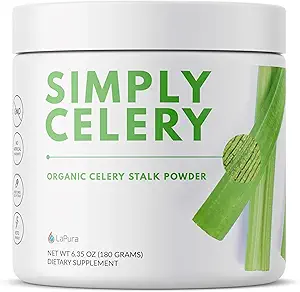 LaPura Organic Celery Powder - Pure Celery Juice Powder per Gut Health Support - Plant Based Green Superfood per Smoothies, Succhi e Ricette - Travel Friendly and Gluten Free, 30 Servings, 6.35 oz