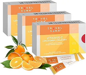 Vitamin C Liposomal (500mg) & Zinc |Enhance Travel Energy, Vitalität & Immunität | Combat Travel Fatigue & Oxidative Stress | Advanced Absorption Technology | Fast-Acting | 30 Sticks