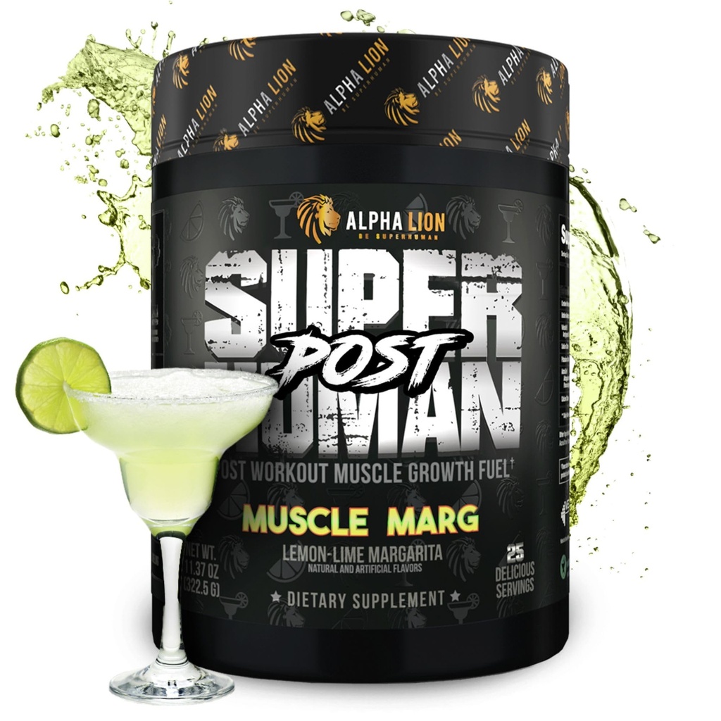 Alpha Lion Superhuman Post Workout Powder, Muscle Builder Drink, Creatina Monoidrato + di più per la crescita muscolare magra, resistenza & volume, supplemento per le donne e gli uomini (25 Serve, muscolo Marg)