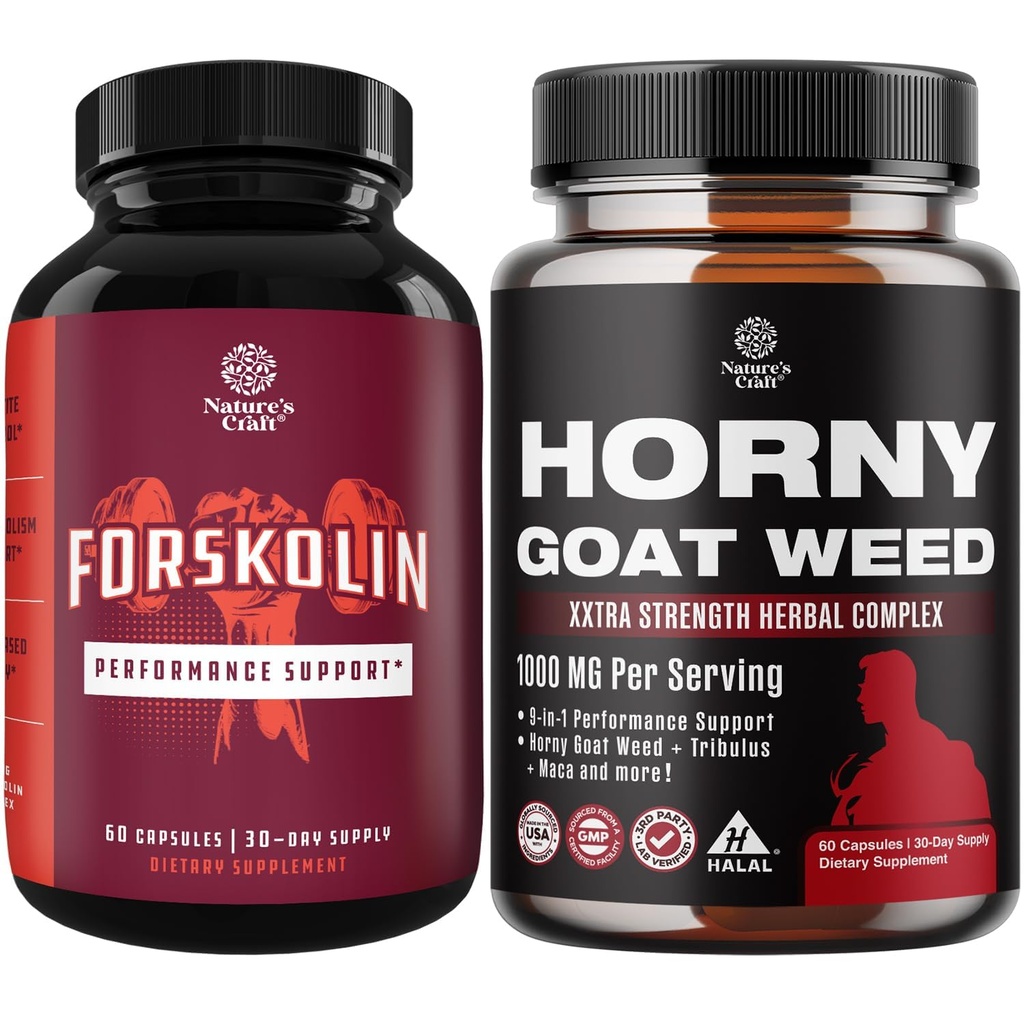 Bündel von Pure Forskolin Extrakt Ergänzung für Enhanced Energy für Erwachsene-Plant-basierte Energie ergänzt und Horny Goat Weed Extract Complex für Enhanced Energy und Stamina