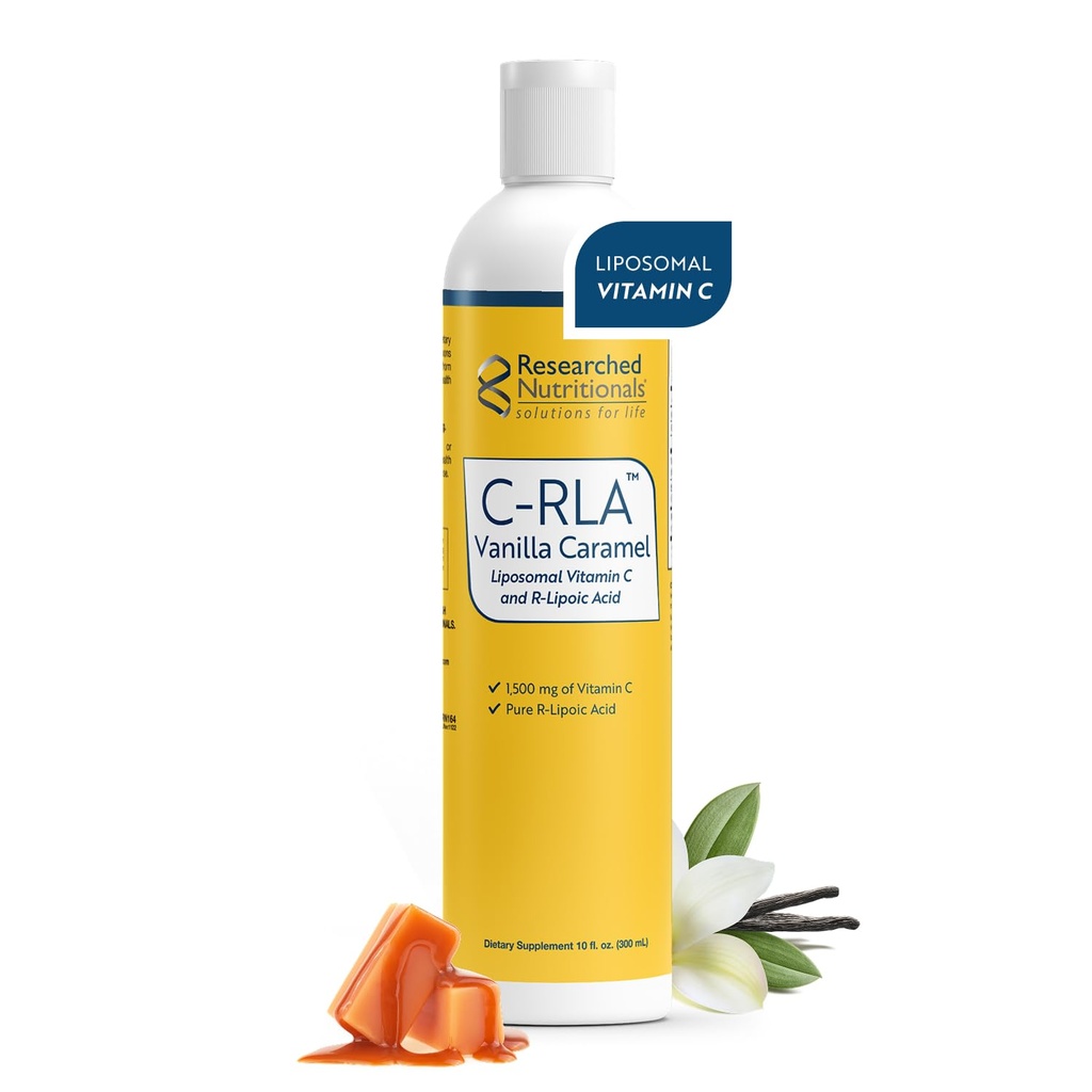 Geforschte Nahrungsergänzungsmittel C-RLA - Liposomales Vitamin C mit R Lipoic Acid zur Unterstützung von Detox - Vegan & Soy-Free Vitamin C Liquid, Vanilla Caramel Flavor (10 Fl Oz)
