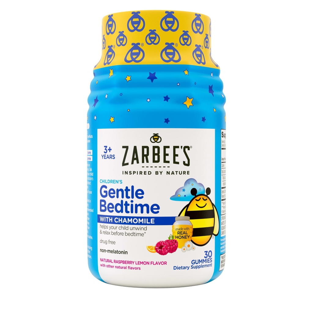 Zarbee's Gentle Bedtime Gummis für Kinder - Melatonin-Free Blend of Natural Honey, Raspberry Lemon, and Chamomile Hilft Kindern zu entspannen und sich zu entspannen für Schlaf, 30ct