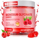 Magnesium Glycinate Gummies 400mg für Erwachsene & Kinder,90 Ct Zucker Freie Magnesium-Gummi-Gummi-Ergänzung für Frauen & Männer, schlafen Msucle & Engergy-Unterstützung,Raspberry Flavor