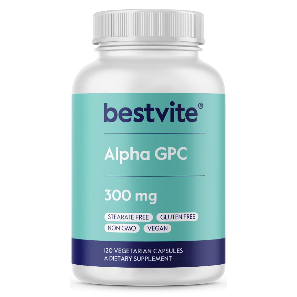 BESTVITE Alpha GPC Choline 600mg Per Serving (120 capsule vegetali) - No Stearates - Vegan - Non OGM - Gluten Free