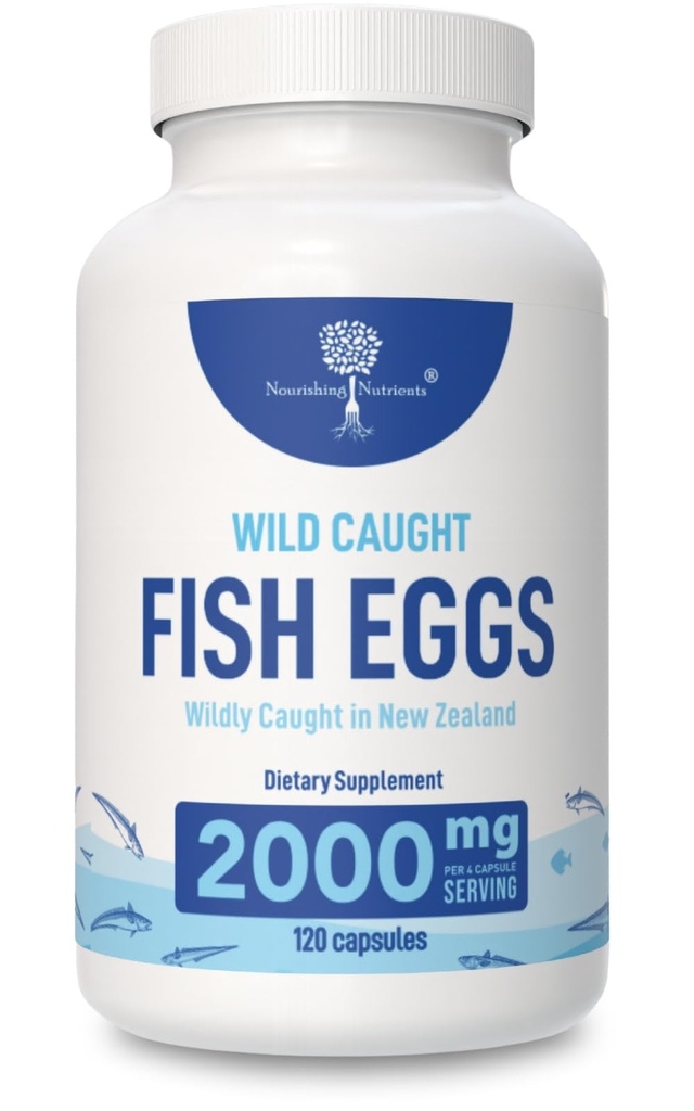 Uova di pesce selvatico 2.000mg - Supplemento Omega 3 per occhio, salute del cervello, sostiene l'immunità, le ossa e i denti, il supporto del mood con Omega 3-6-9 Fish Egg capsule