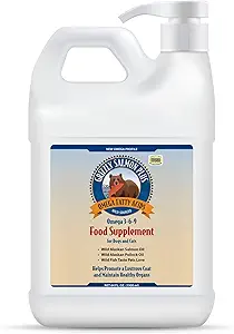 Grizzly Salmon Plus Omega Fatty Acids Integratore alimentare per cani e gatti (dimensioni varie) - Wild-Sourced Omega 3-6-9, Wild Alaskan Salmon Oil (64 Fl Oz)