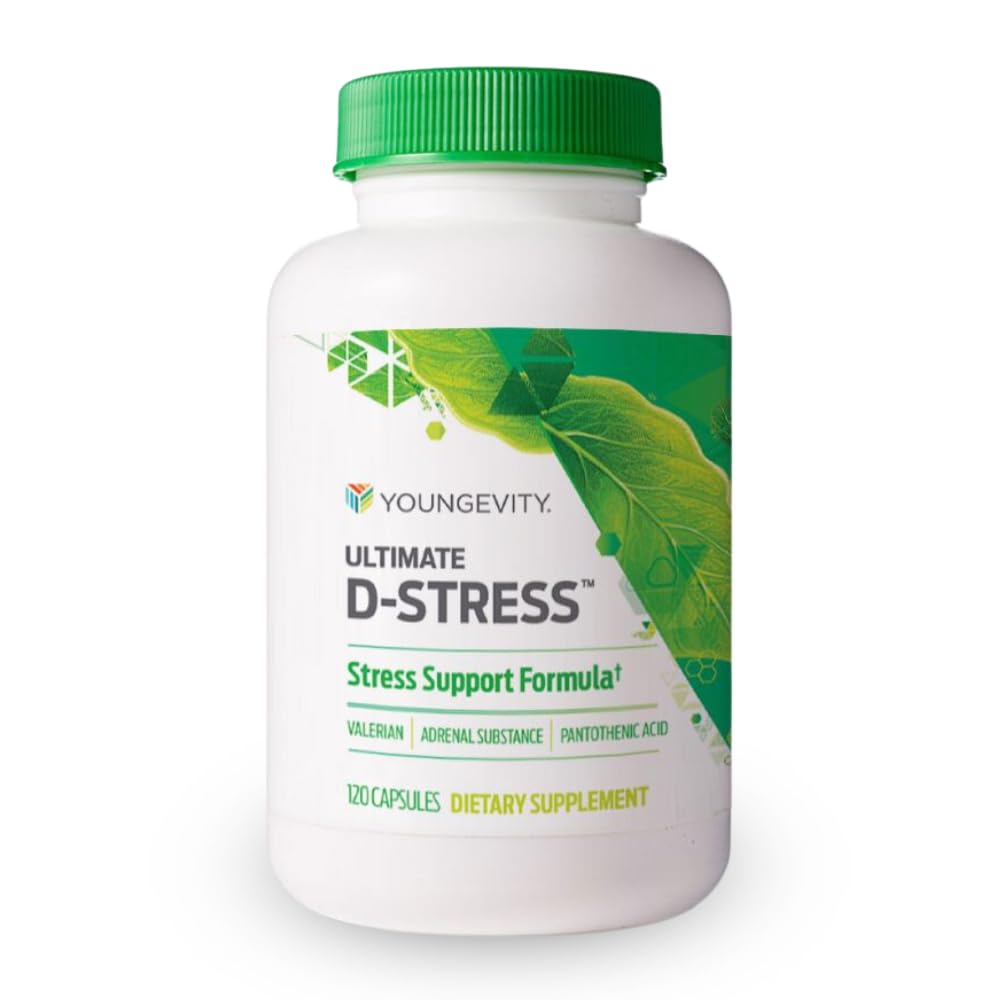 Youngevity Ultimate D-StressTM – Integratore naturale di sollievo dallo stress con Magnesio, Estratto di radice di valeriana e Vitamine B – Supporta la salute surrenale e il sistema nervoso – 120 capsule (Pack of 1)