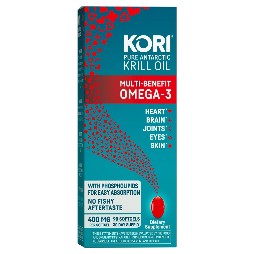 Kori Krill olio Omega 3 supplemento, Antartico Krill olio con assorbimento superiore vs Fish Oil Alternative, 400 mg Softgels, 90 Softgels, EPA & DHA