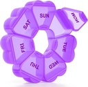 Grand organisateur hebdomadaire de pilules, boîte à pilules 7 jours, KAPENS Cas quotidien de vitamines Compartiments de grande capacité, contenants de pilules pour suppléments de médecine de l'huile de poisson, violet