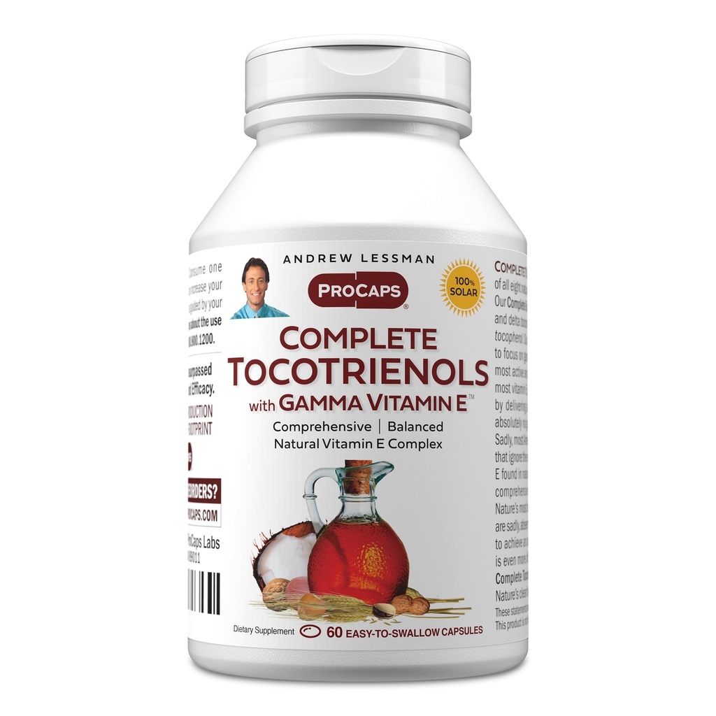 ANDREW LESSMAN Komplette Tocotrienole mit Gamma Vitamin E 60 Softgels - Acht Formen von Vitamin E (Alpha, Beta, Gamma, Delta Tocopherols und Tocotrienols). Leistungsstarkes Antioxidans. Keine Zusatzstoffe