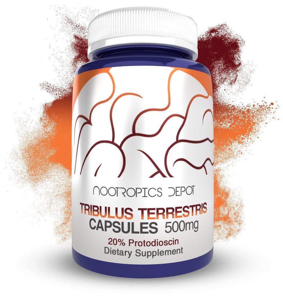 Estratto di estratto di Nootropics Depot Tribulus | 500mg | 20% Protodioscin | Tribulus terrestris | Fitness, Mood, & Vitality | 60 Count