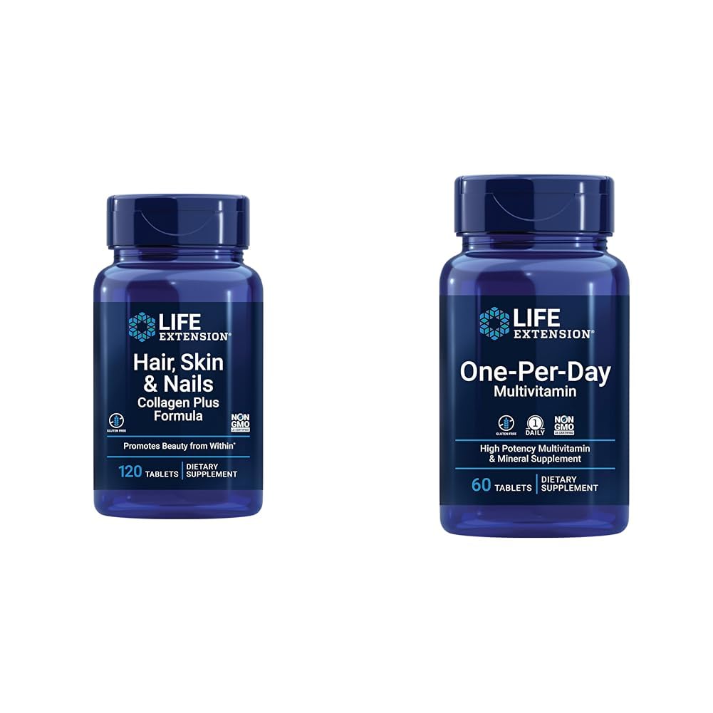 Estensione di vita Hair, Skin & Nails Collagen Plus Formula con Multivitamin - 120 Count & 60 Tablet