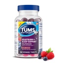 TUMS Heartburn Plus Soutien au sommeil Supplément alimentaire à croquer Comprimés pour le soulagement occasionnel des brûlures d'estomac Plus Soutien au sommeil, fusion des baies - 54 Compte