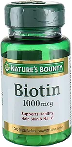 Bounty Biotin de la nature 1000 mcg Comprimés de supplément de vitamine 100 ea (paquet de 2)
