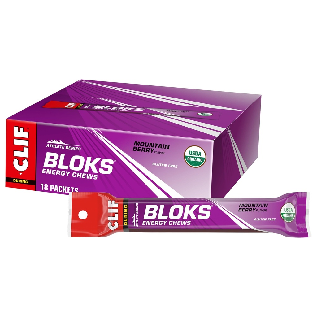 CLIF BLOKS - Mountain Berry Flavor - Energy Chews - Non-GMO - Plant Based - Fast Fuel for Cycling and Running - Schnelle Kohlenhydrate und Elektrolyte - 2.12 Unzen (18 Zähler)