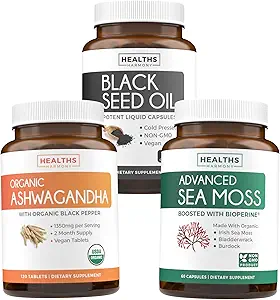 Économisez 8 $ (16 % de rabais) - Harmony Essentials: Wellness Trio Bundle - Black Seed Oil -100% Cold-Pressed Nigellia Sativa.
