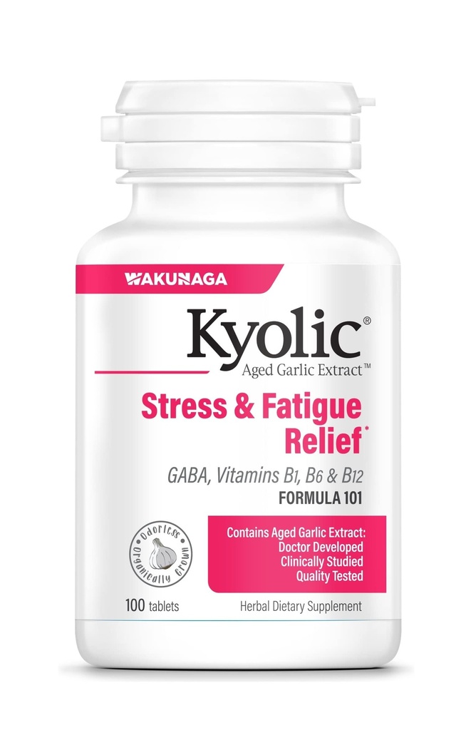 Kyolic Aged Knoblauch Extrakt Formel 101, Stress und Fatigue Relief, 100 Tabletten.