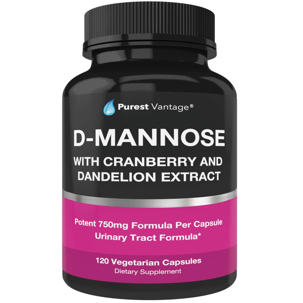 D capsule di mannosio con polvere D-Mannose 600mg per cap - con estratto di mirtillo e dente di leone aggiunto per aiutare in vescica, tratto urinario e supporto UTI - 120 tappi di verdure