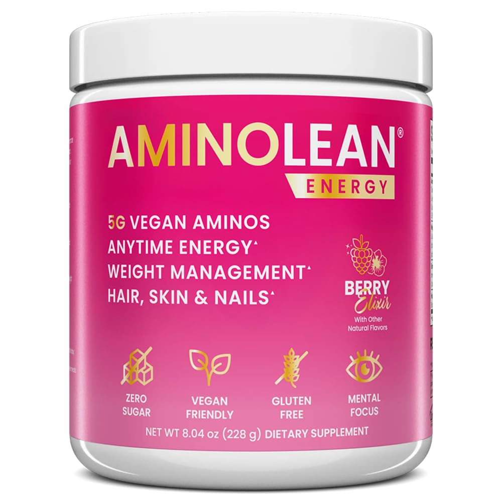RSP NUTRITION AminoLean Pre Workout, saubere Energie mit No Jitters, Tingles oder Crash, Vegan freundlich mit Hinzugefügt Biotin für Haar, Haut, Nägel, Berry Elixir, 30 Servierungen