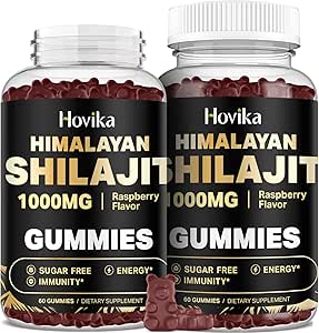 Shilajit Gummies 1000mg per Uomini e Donne - Shilajit Gummies con 85+ Minerali Trace, Ashwagandha, Turmerico, Pepe Nero - Energy & Immune Support - Sugar Free Raspberry Flavor 60 Count
