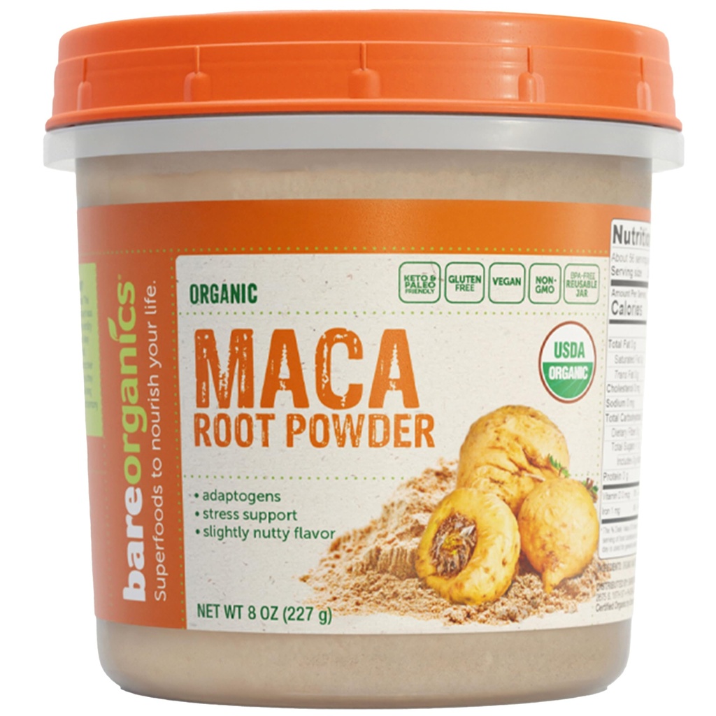 BareOrganics Maca Root Powder, Organic, Vegan, Non-GMO, Gluten-Free, Energy & Stamina Support, 8 Unzen