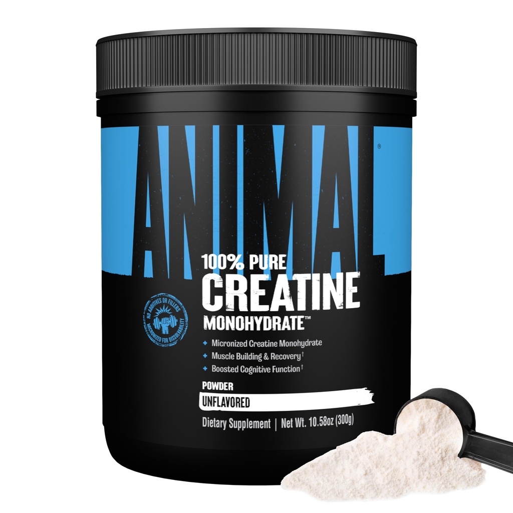 Polvere di monoidrato della creatina animale — Micronizzata per il recupero del muscolo, l'energia cellulare e il benessere quotidiano — per gli uomini e le donne — non aromatizzata 300g