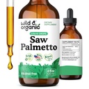 Sega selvatica e organica Palmetto Tintura - Estratto di palmetto segato Supplemento per uomini e donne - Gocce a base di polvere liquida - Serenoa Repens Berries - Vegan, Zucchero & Alcol-Free - 4 fl oz