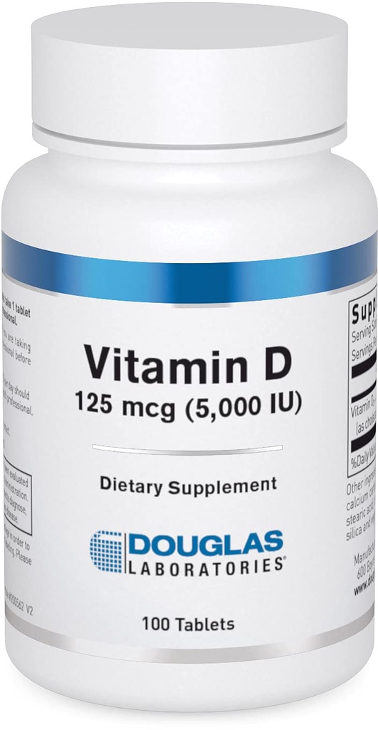 Douglas Laboratories Vitamin D (5,000 I.U.) | Vitamin D3 Supplement zur Unterstützung von Immungesundheit, Kalziumspiegel und Knochen * 100 Tabletten