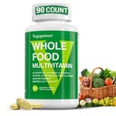 Vegan Whole Food Multivitamin con Ferro, Multivitaminico Giornaliero per Uomini e Donne, Vitamine Multi etilate, B-Complex, Frutta & Verdura, Enzimi, Omegas, Fungo, Non OGM, 90 Conte