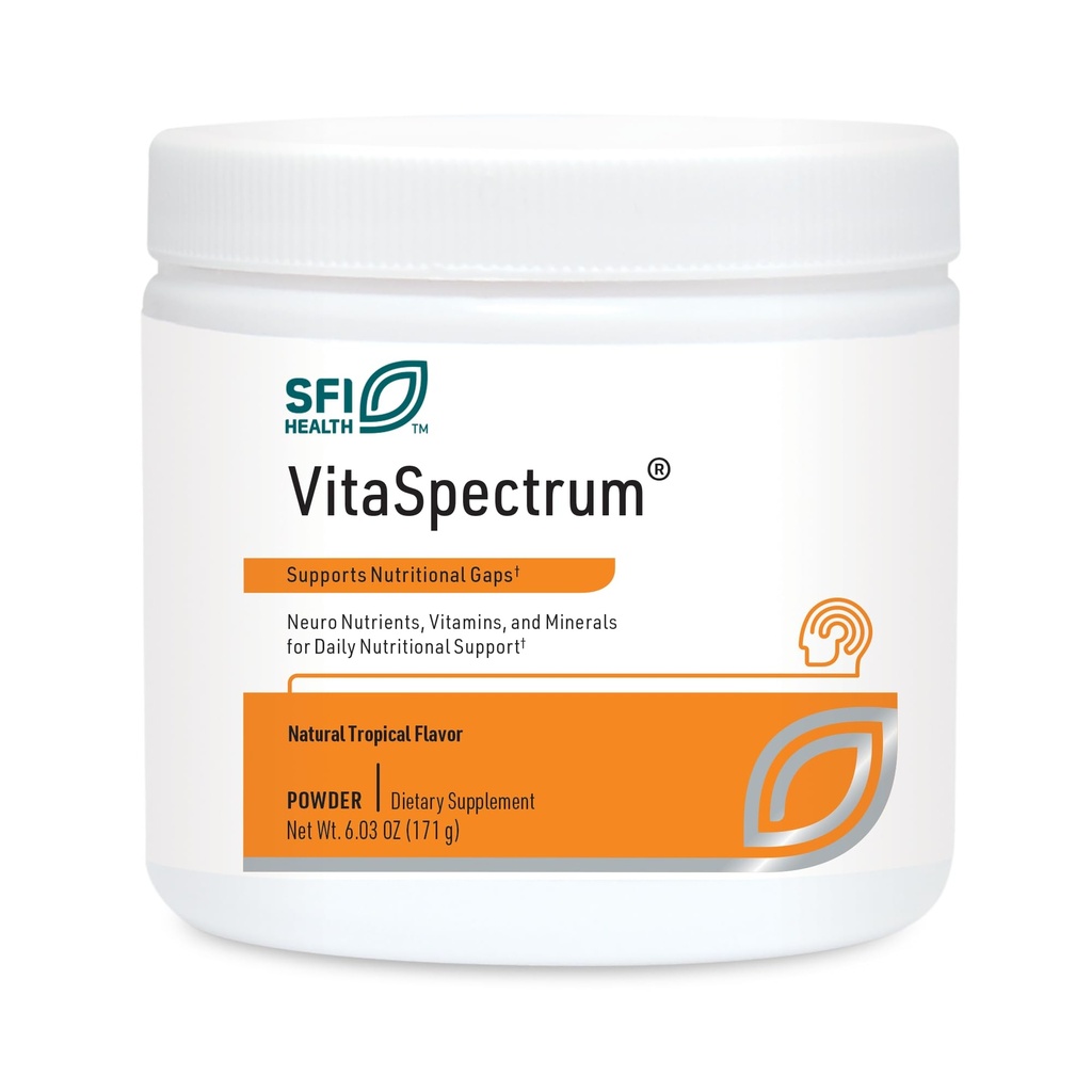 Klaire Labs SFI Health VitaSpectrum Powder - Multivitamin/Mineral per bambini con 23 Nutrienti essenziali, Flavor tropicale per bambini, senza rame, ferro, glutine o caseina (171 G / 30 Servings)