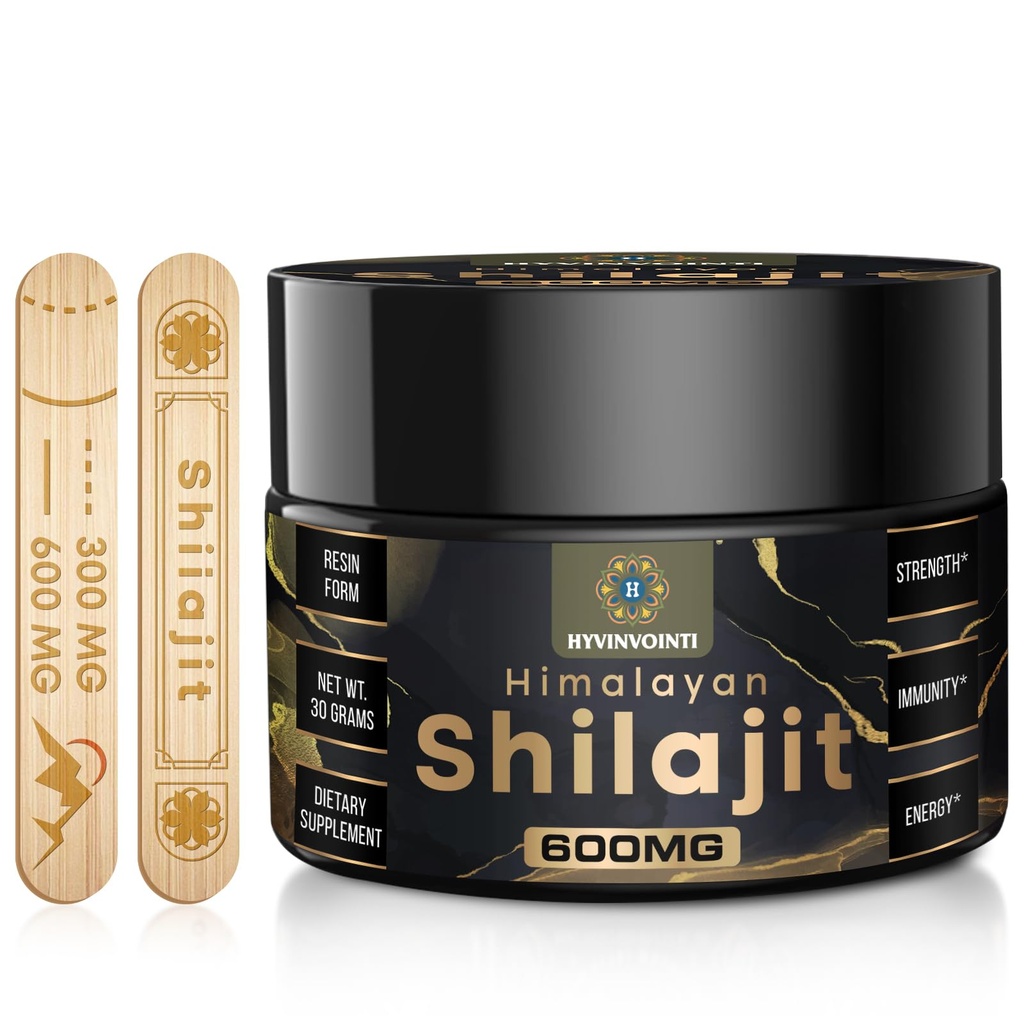 600mg Shilajit Pure Himalayan Organic Shilajit Resin-Shilajit Resin Organic Gold Grade,100% Pure Organic Shilajit for Energy& Immune Support, Rich in Fulvic Acid& 85+Trace Minerals,1 Pack