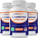 Vitamatic L-Carnitina Fumarate 1000 mg - 120 capsule vegetali (3 bottiglie)