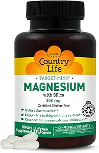 Target-Mins Magnesium mit Silica 300mg, 60 Vegan Kapseln, zertifiziert Glutenfrei, zertifiziert Vegan
