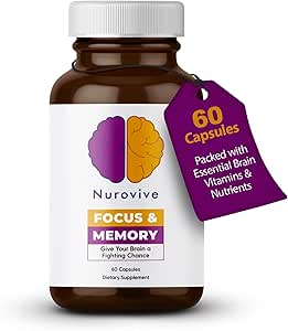 Supplément Focus & Memory pour la santé du cerveau, supplément Focus & soutien aux neurotransmetteurs avec vitamine B12, B1, B3 & B5 Plus Taurine, 60 Capsules