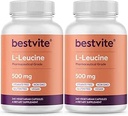 BESTVITE Filler-Free L-Leucina 500mg per capsula (480 capsule vegetariane) (240x2) – Nessun Stearates, Nessun Filler – Vegan, Non OGM, Gluten-Free Leucine Supplement – Essential Amino Acid Supplement