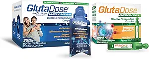 GlutaDose Ultimate Immune Boost & Daily Detox Bundle, Cold & Flu Recovery, Immune & Energy Support, Glutathione, Astragalus, Echinacea, Acerola (1.000 mg di miscela), Selenio, Zinco, Integratori Liquidi