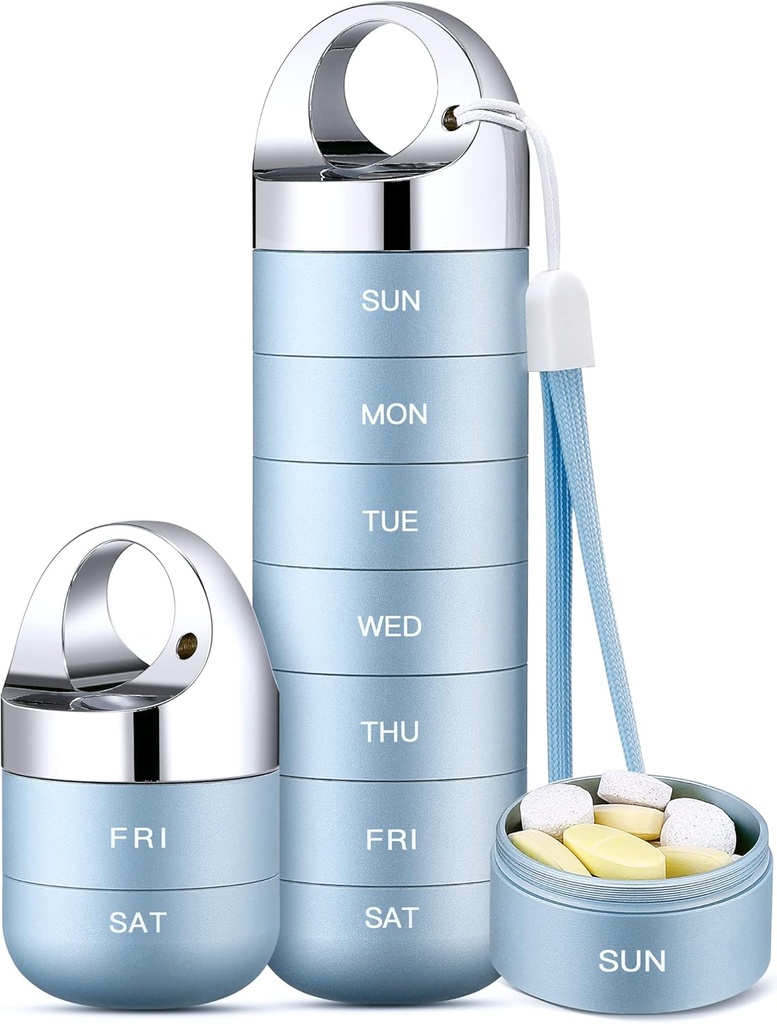 Zannaki Metall Reise-Pille Organizer, Portable Wasserdicht Wöchentliche Pille Box, Große Aluminiumlegierung Pille Case Container, BPA Kostenlose 7 Tage tägliche Medizin Organizer Halter für Vitamin, Fischöl, Supplement
