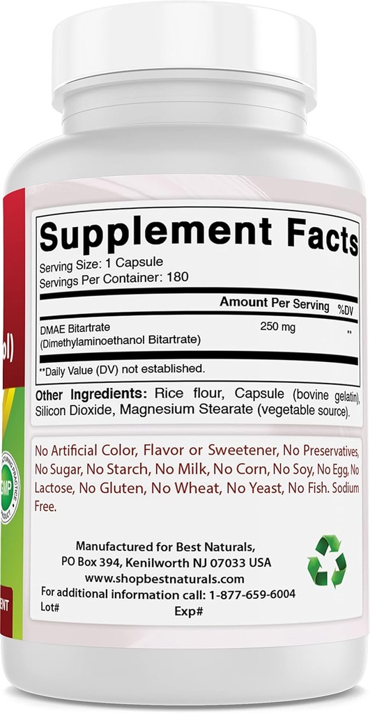 Migliore naturali DMAE Supplemento 250 mg & COQ10 100 mg