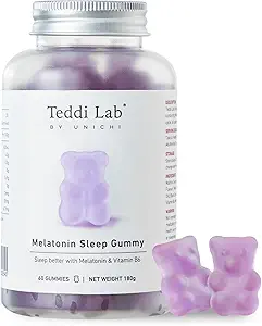 Unichi Melatonin Gummy, wissenschaftlich geformt mit 3mg Melatonin und 4mg Vitamin B6 für verbesserte Schlafqualität, 0 Zucker, Glutenfrei, Non-GMO, Great-Tasting Lemon Lavender Aroma, 60 Count