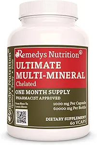 Remedy's Nutrition Ultimate Chelated Multi Mineral | 1.000mg, 60 Vegan Capsules Integratore alimentare | One Month Supply