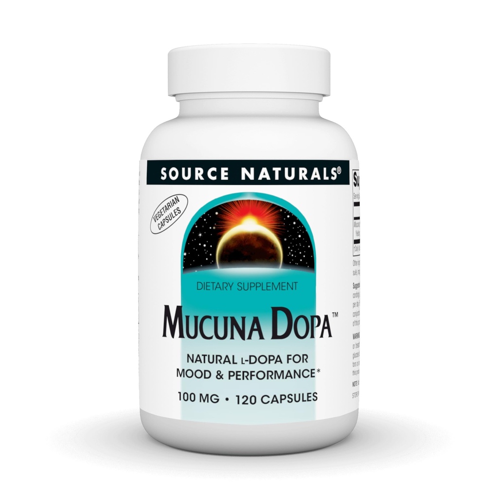 Source Naturals Mucuna Dopa, pour Mood & Performance*, 100 mg - 120 Capsules végétariennes