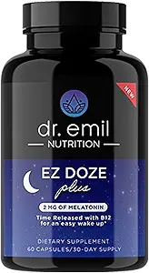 DR. EMIL NUTRITION EZ Doze Melatonin-freie natürliche Schlafhilfe mit L-Theanin, GABA & 5HTP - Extra Strength Sleeping Pills for Adults - Safe and Non-Habit Forming (60 Veggie Capsules)