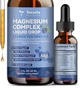 Magnésium Glycinat liquide Drop 21 en 1 Complexe de magnésium avec vitamine D3,K2,B6 et B12 Plus L-Theanine Omega-3 Extrait de mousse de mer pour l'énergie, le sommeil, la conjointe, la santé de coeur Sans sucre Flavor de bleuets,2 Fl Oz